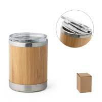 Copo de viagem em aço inox e bambu térmico 350 ml  personalizado  - 94761