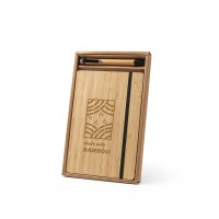 Conjunto de caderno A5 em bambu e Caneta Personalizada  -93624