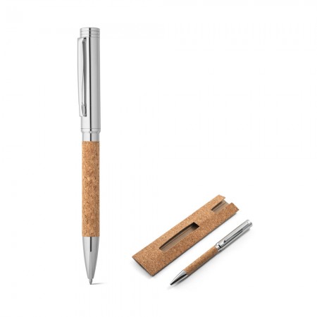 Caneta cortiça  com corpo em aço inox  personalizada -91783