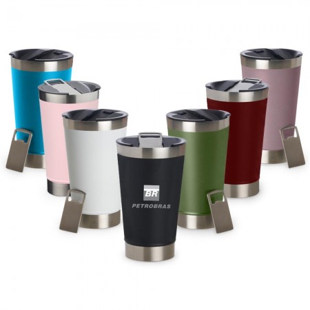  Copo Térmico 500ml com Abridor  Personalizado e açã para pendurar o copo  - 18645l
